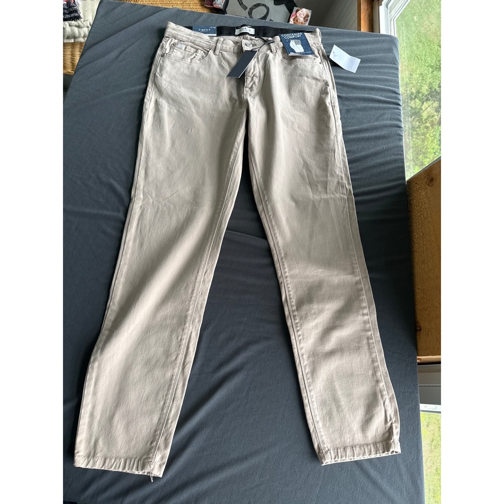 Curve Appeal Womens High Rise Comfort Waist Skinny Jeans Tan Khaki Size 10/30